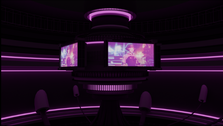 a 3D model of a cyber punk stadium