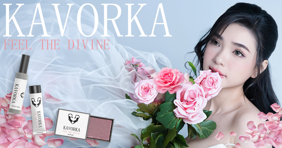 Beauty magazine spreads showcasing the brand Kavorka