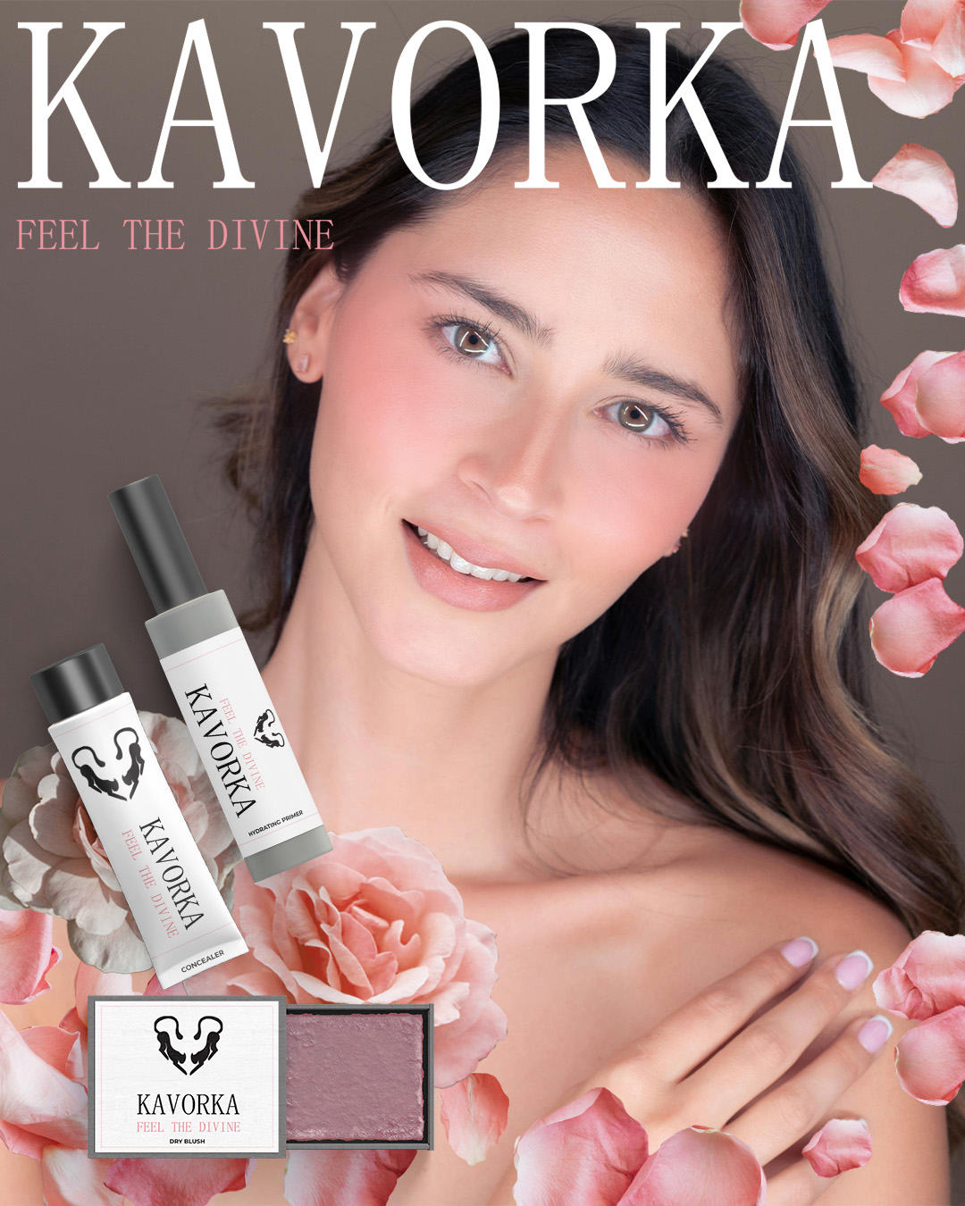Beauty magazine spreads showcasing the brand Kavorka