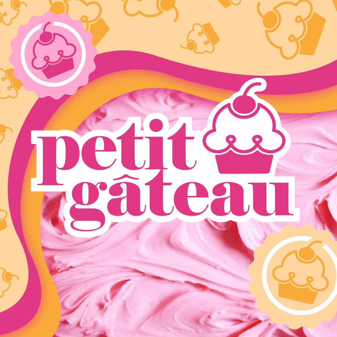 imagery of the branding of petit gateau, has cute cakes and yummy desserts