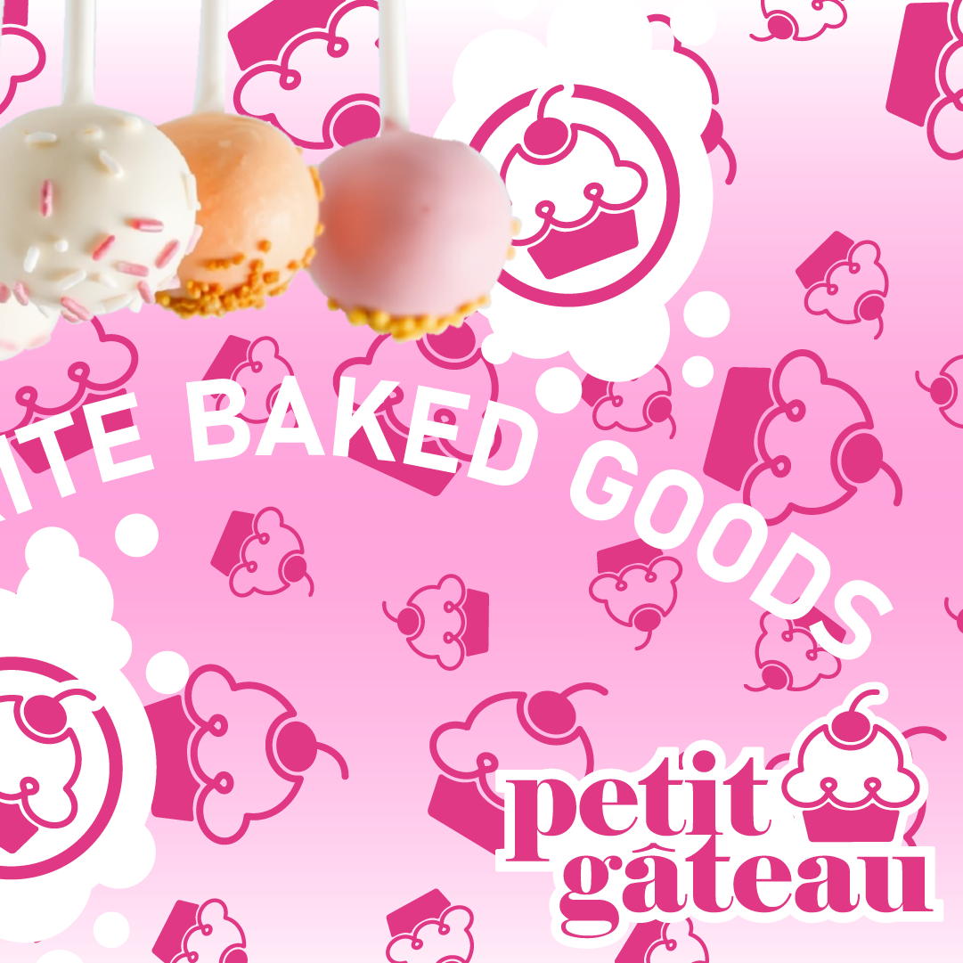 imagery of the branding of petit gateau, has cute cakes and yummy desserts