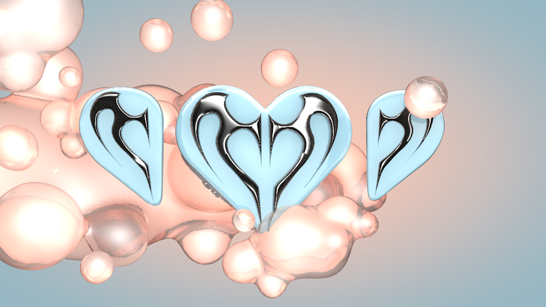 imagery of the thedora earbuds, dreamy heart shaped earbuds